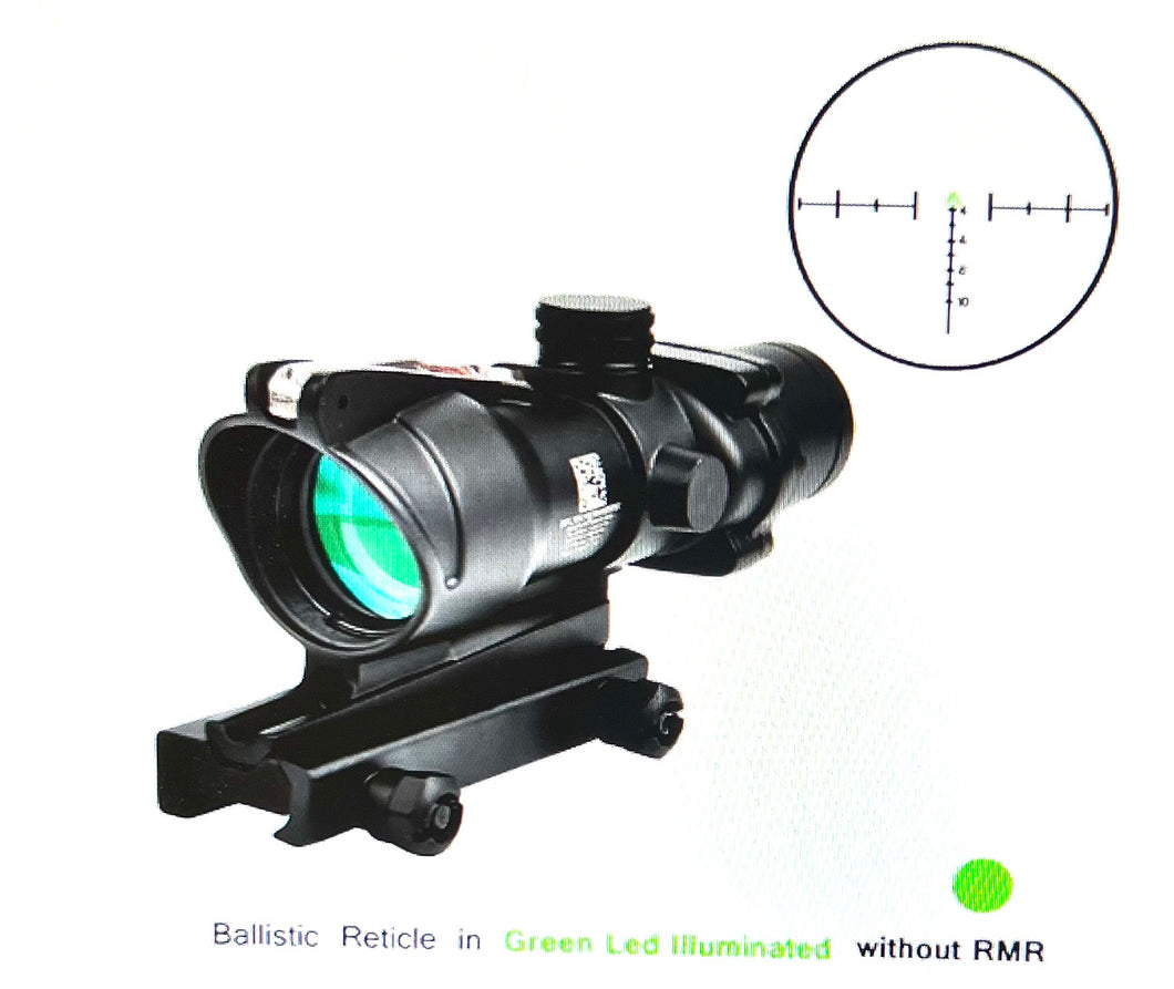 Real Fiber Optics Red Dot Illuminated Chevron Glass Etched Reticle Tactical Optical Scope Hunting A C O G Style Optic Sight