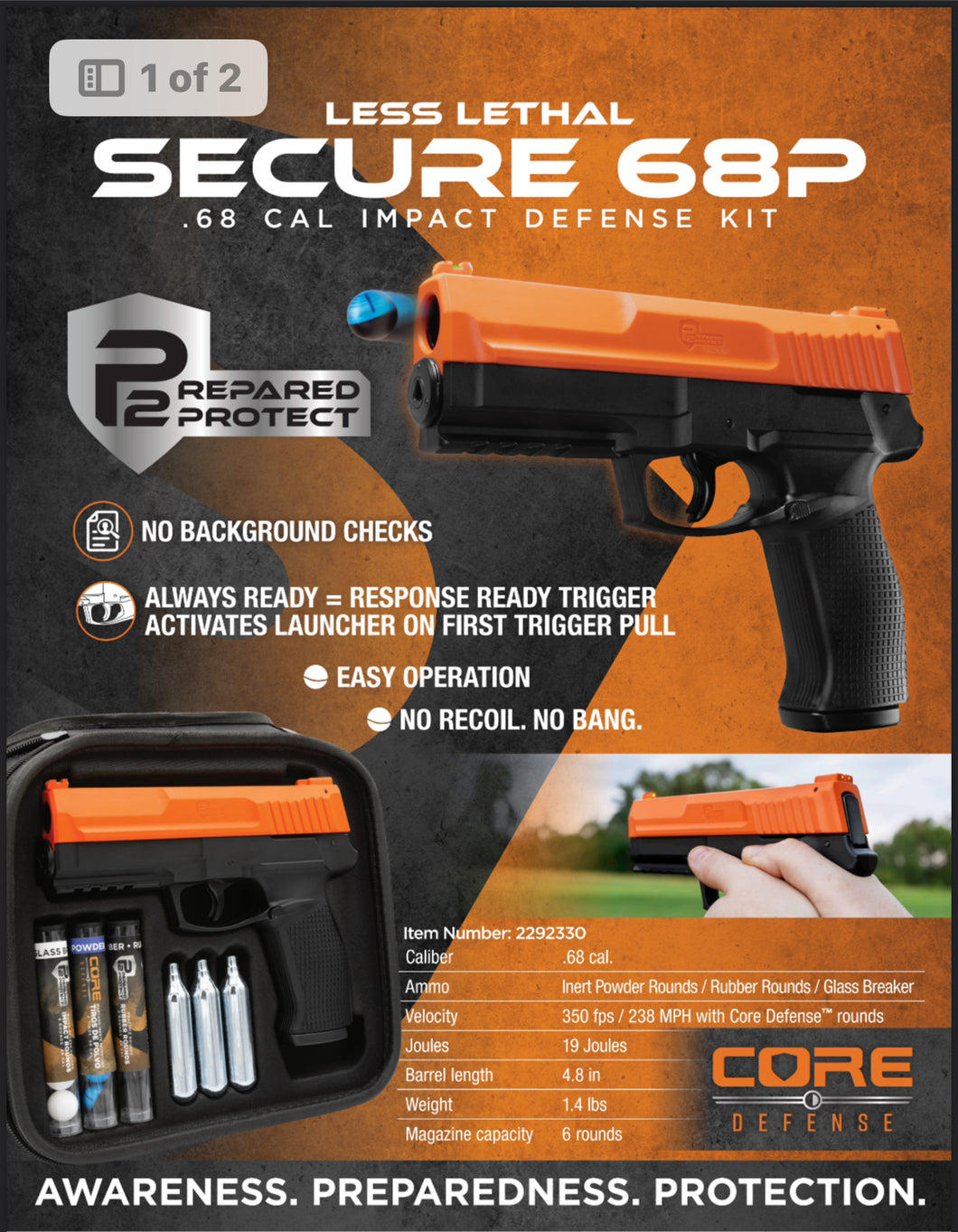 ** NEW ** P2P SECURE .68 IMPACT HOME/SELF DEFENSE PISTOL STARTER  PACKAGE!