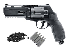 Load image into Gallery viewer, T4E TR50 POWERFUL 22 JOULES 600+fps .50 Caliber Co2 HOME DEFENSE EDITION Revolver- Rubber/Riot Ball Revolver - Black  PACKAGE W/25ct .50Cal T4E Rubber Balls &amp; 5x Co2
