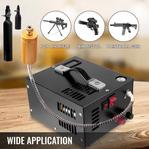 Portable PCP Air Compressor 12V DC, 4500 Psi High Pressure Pump, 30MPa - Ideal For PCP Air Rifle, Airsoft HPA, Paintball, Scuba Tank and More!  - 110V-220V AC