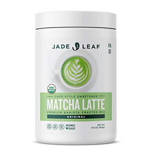 Jade Leaf Matcha Organic Cafe Style Sweetened Matcha Latte Premium Barista Crafted Mix - Sweet Matcha Green Tea Powder - Authentic Japanese Origin (1.1 Pound Tin)