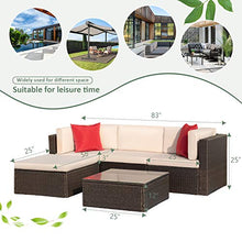 Load image into Gallery viewer, Devoko 5 Pieces Patio Furniture Sets All Weather Outdoor Sectional Patio Sofa Manual Weaving Wicker Rattan Patio Seating Sofas with Cushion and Glass Table(Beige)
